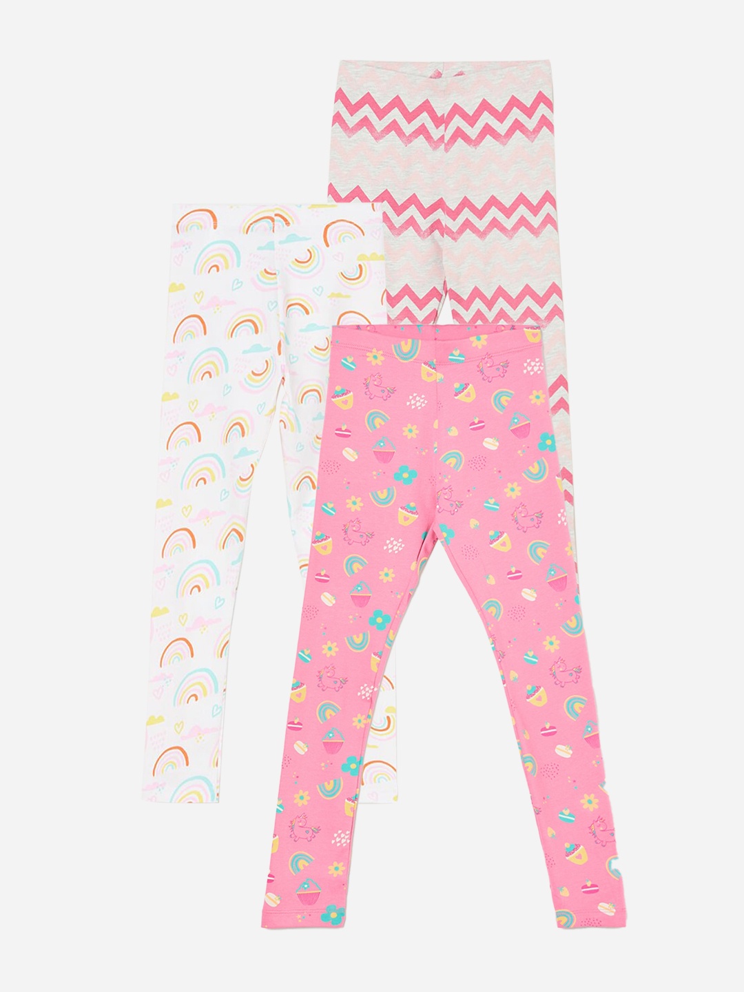 

Fame Forever by Lifestyle Girls Pack Of 3 Printed Ankle Length Leggings, Pink
