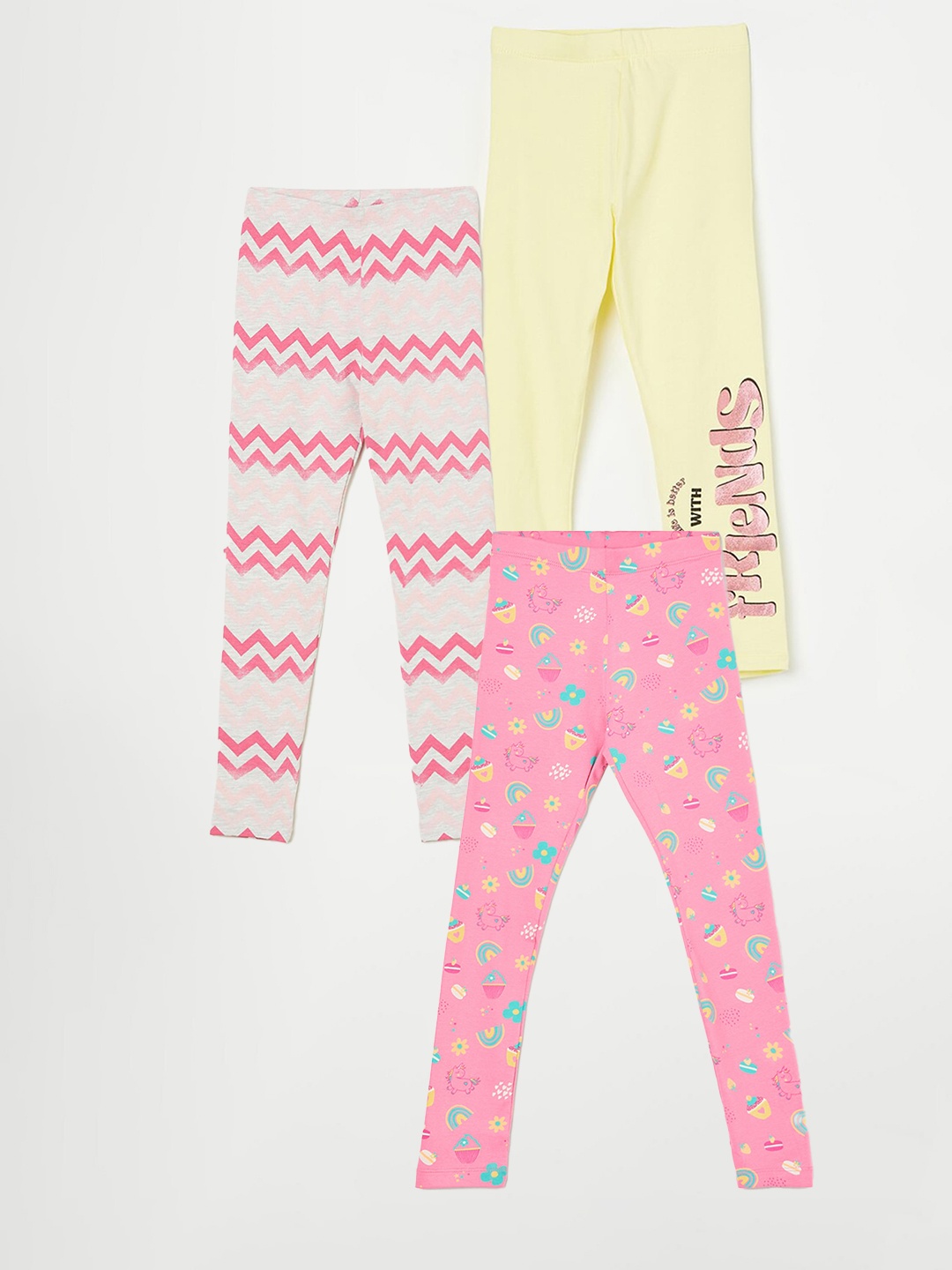 

Fame Forever by Lifestyle Girls Pack Of 3 Printed Ankle Length Leggings, Pink