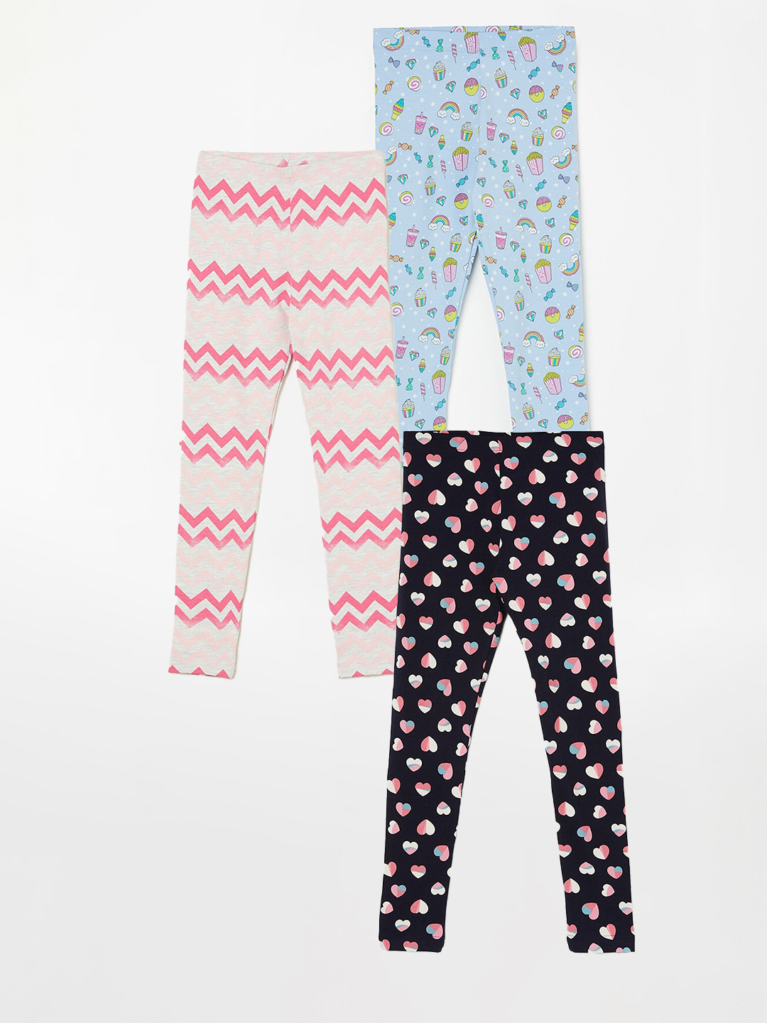 

Fame Forever by Lifestyle Girls Pack Of 3 Printed Ankle Length Leggings, Blue