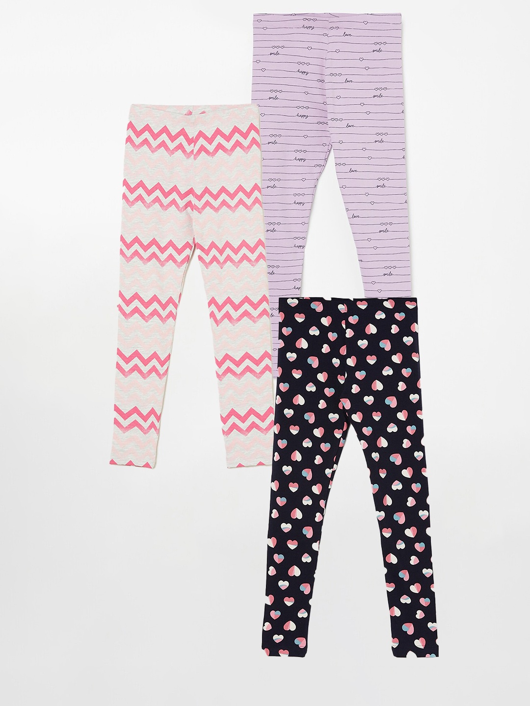 

Fame Forever by Lifestyle Girls Pack Of 3 Printed Ankle Length Leggings, Purple