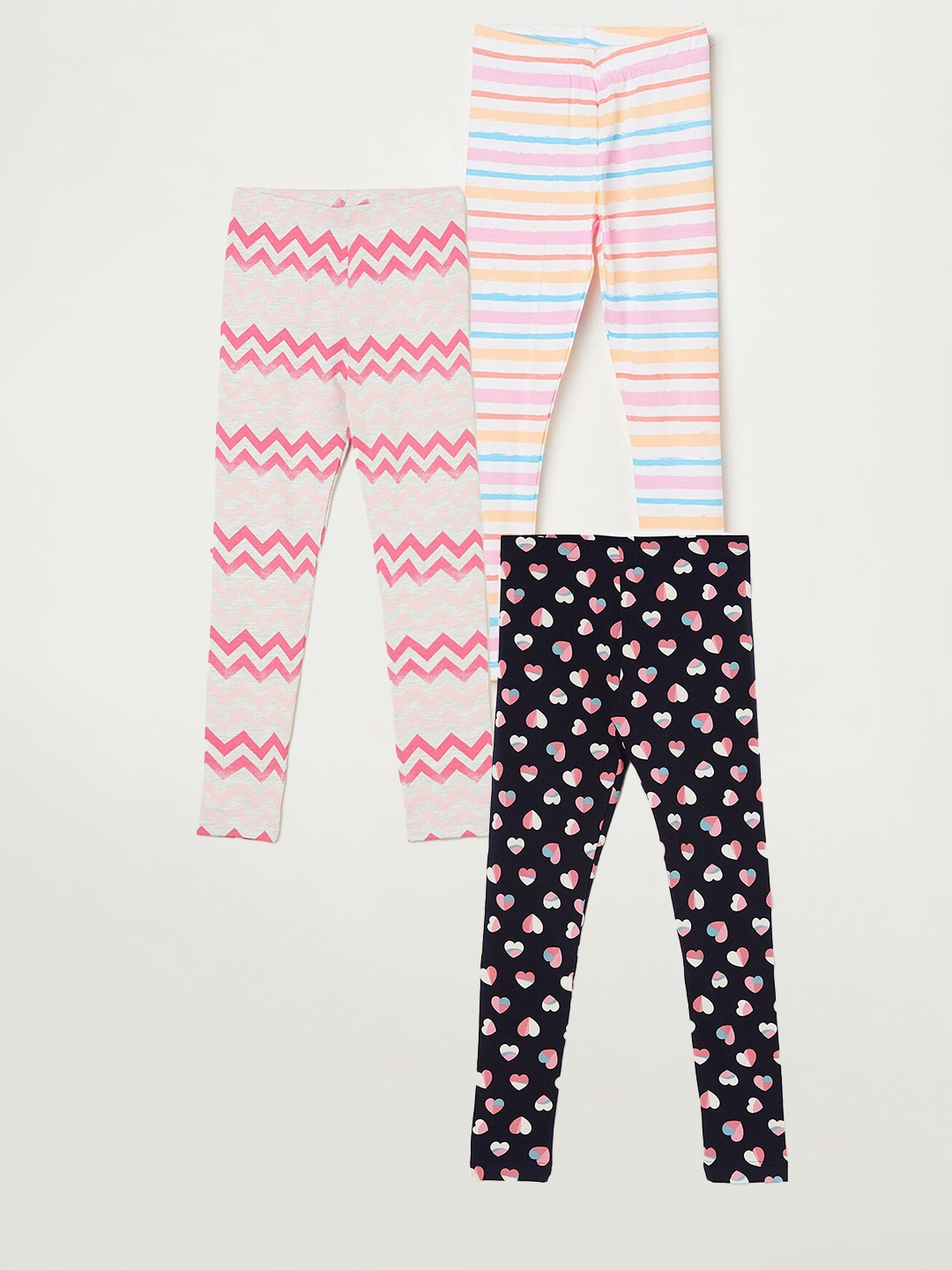 

Fame Forever by Lifestyle Girls Pack Of 3 Printed Ankle Length Leggings, Black