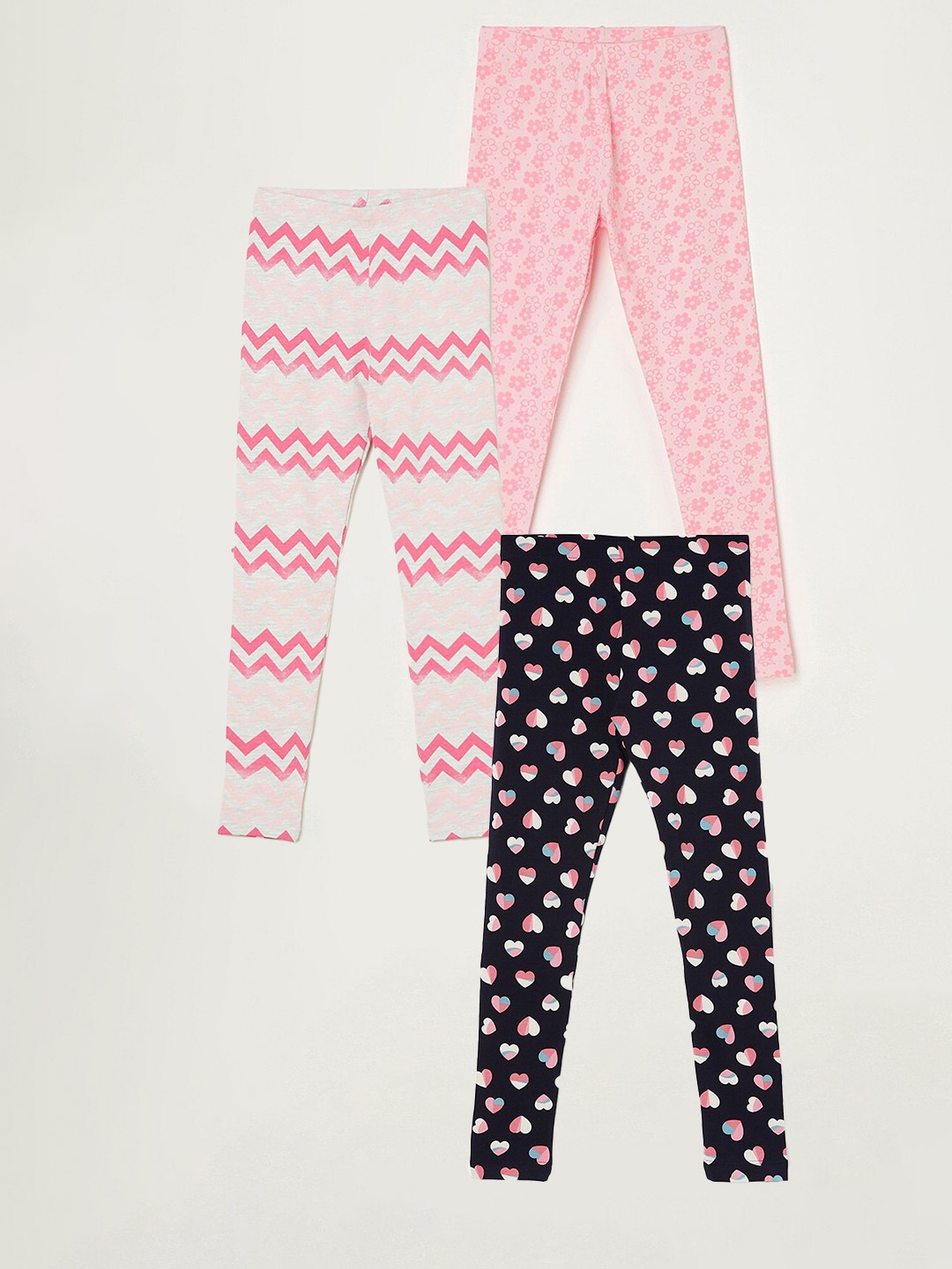 

Fame Forever by Lifestyle Girls Pack Of 3 Printed Ankle Length Leggings, Navy blue