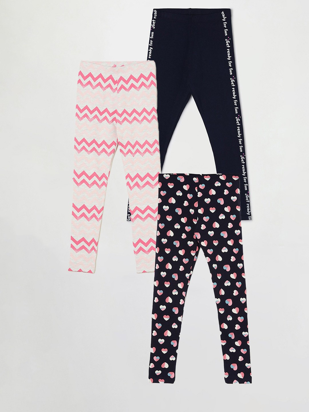 

Fame Forever by Lifestyle Girls Pack Of 3 Printed Ankle Length Leggings, Black