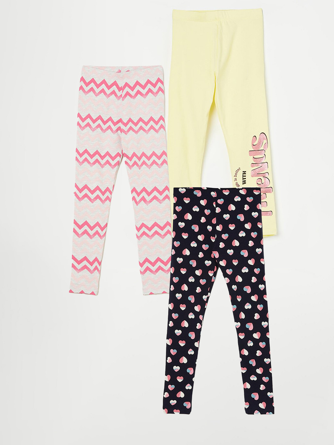 

Fame Forever by Lifestyle Girls Pack Of 3 Printed Ankle Length Leggings, Black