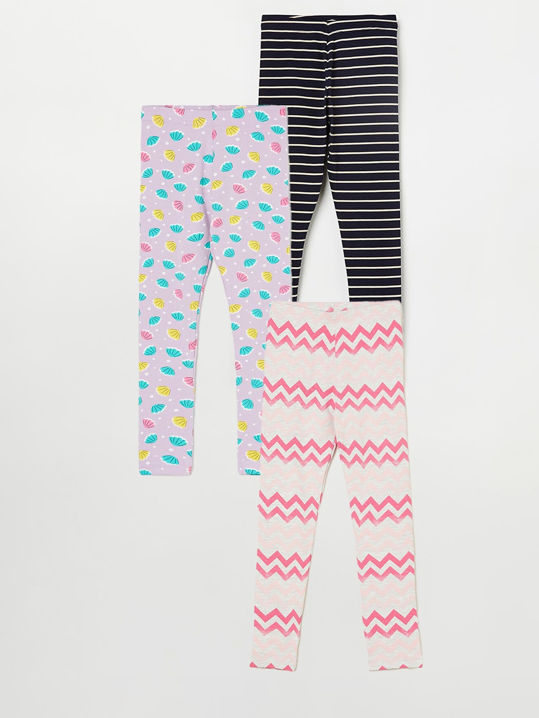 

Fame Forever by Lifestyle Girls Pack Of 3 Printed Ankle Length Leggings, Navy blue