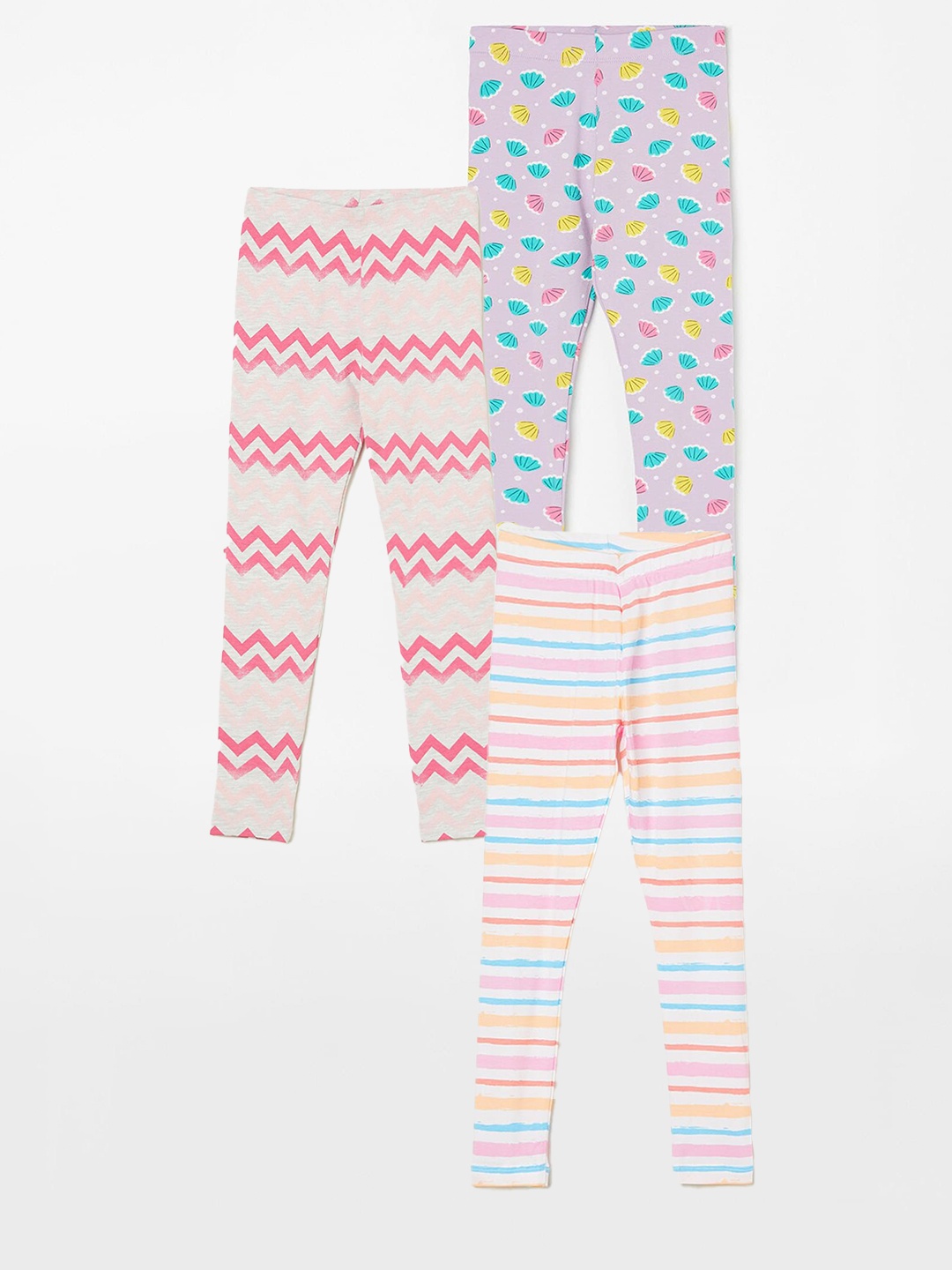 

Fame Forever by Lifestyle Girls Pack Of 3 Printed Ankle Length Leggings, White