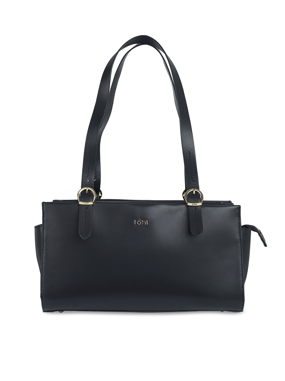 

tohl Black Solid Leather Shoulder Bag