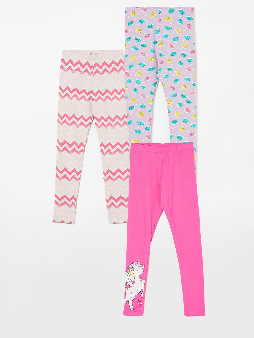 

Fame Forever by Lifestyle Girls Pack Of 3 Printed Ankle Length Leggings, Pink
