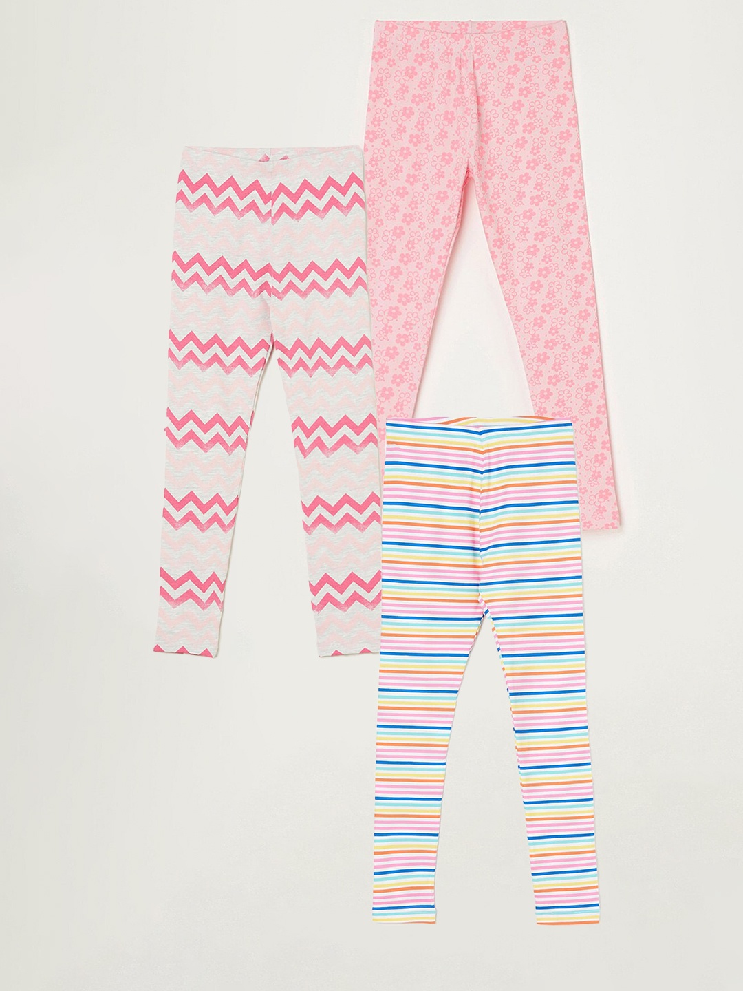 

Fame Forever by Lifestyle Girls Pack Of 3 Printed Ankle Length Leggings, Blue
