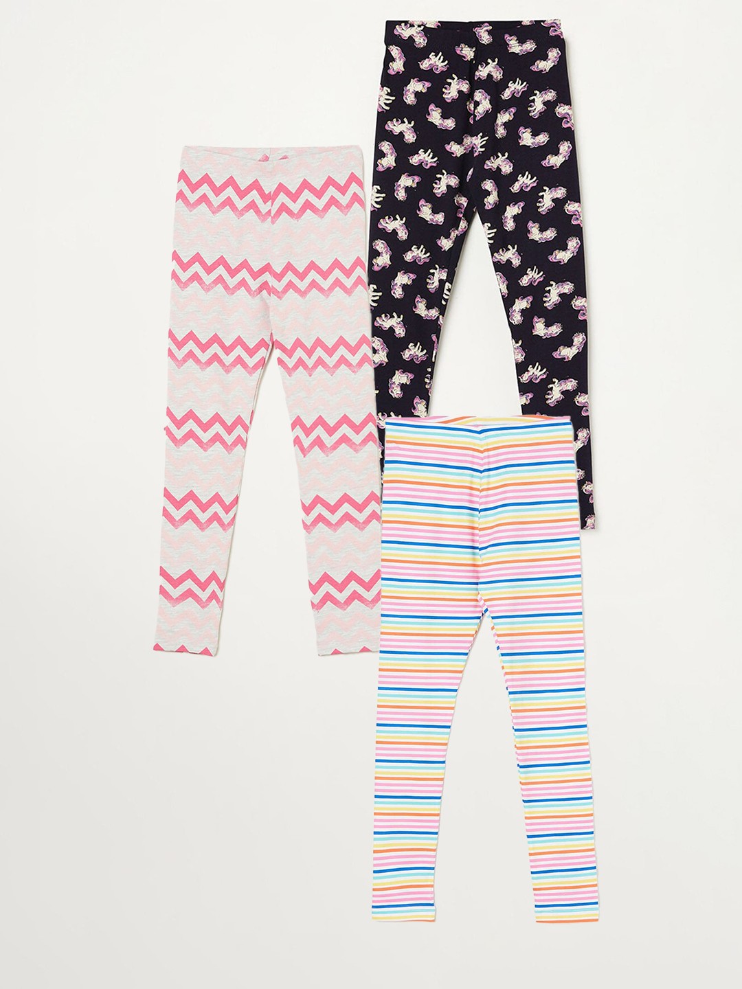

Fame Forever by Lifestyle Girls Pack Of 3 Printed Ankle Length Leggings, Navy blue