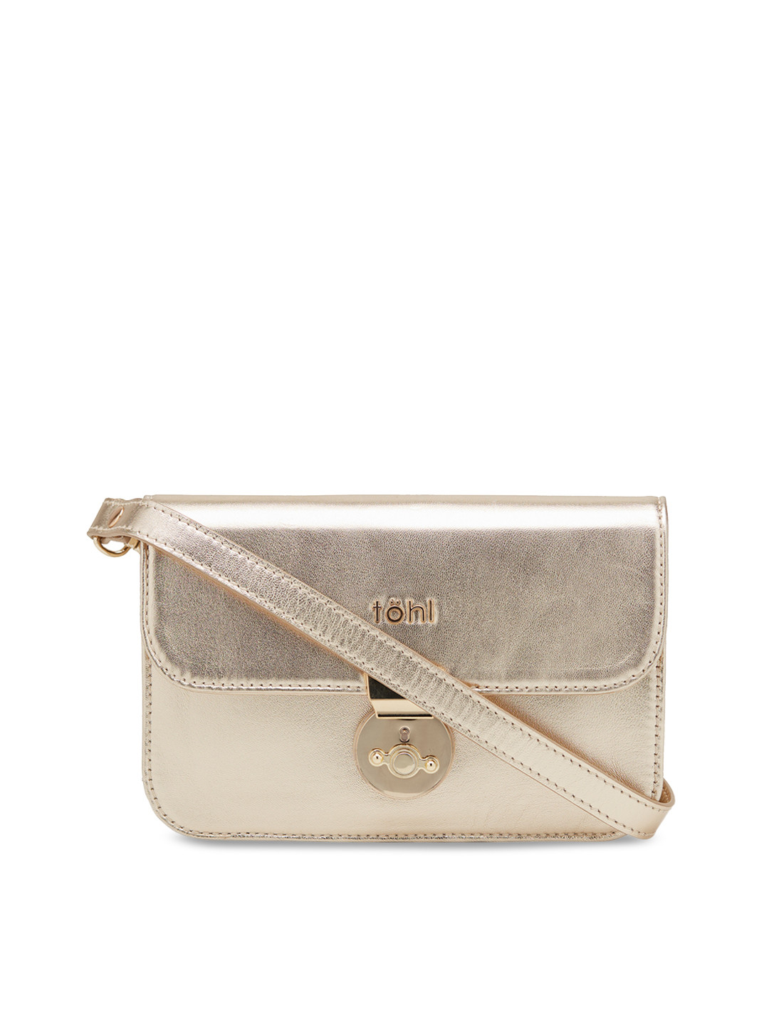 

tohl Gold-Toned Solid Leather Sling Bag