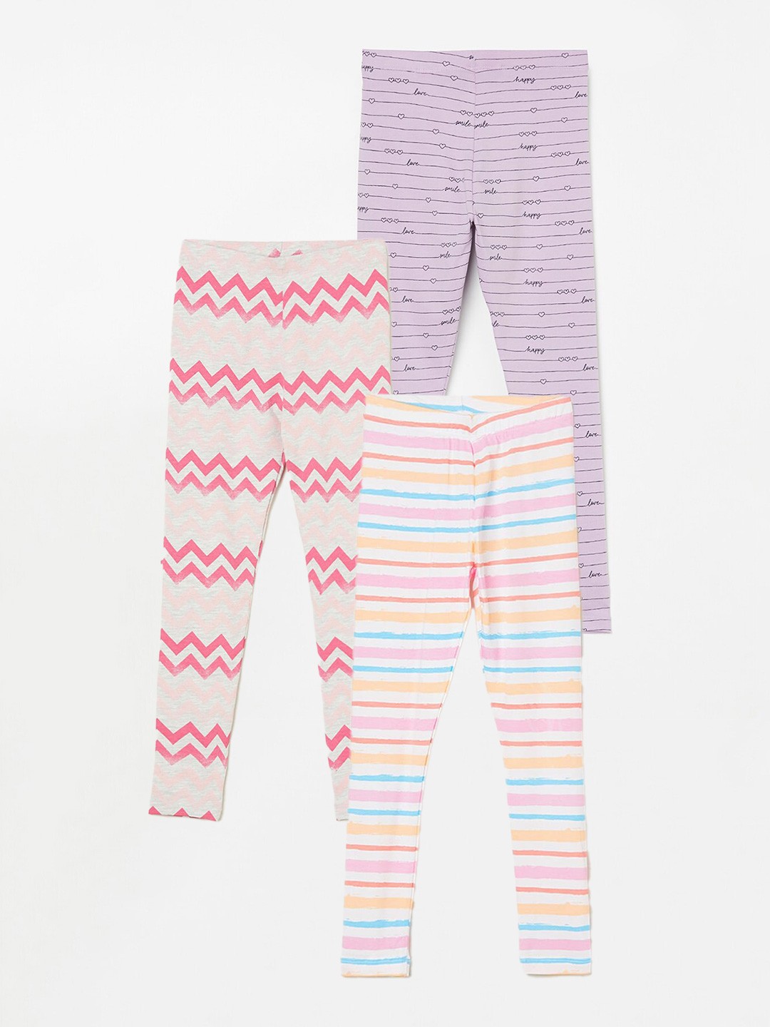 

Fame Forever by Lifestyle Girls Pack Of 3 Printed Ankle Length Leggings, White