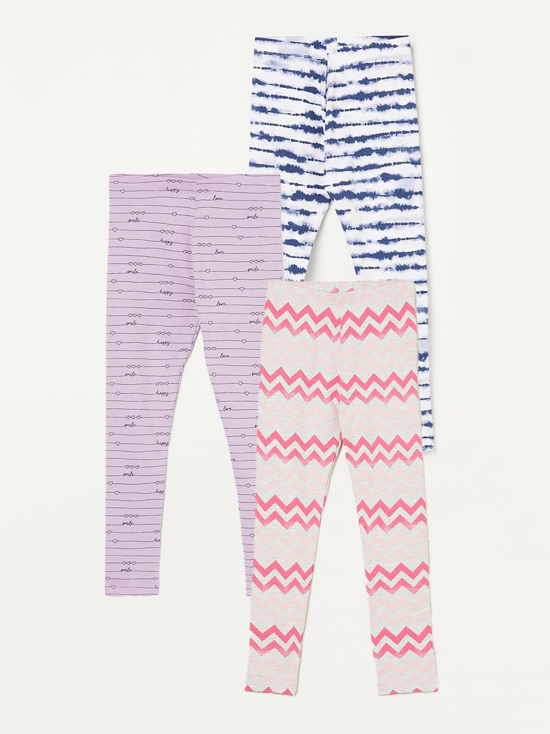 

Fame Forever by Lifestyle Girls Pack Of 3 Printed Ankle Length Leggings, Pink