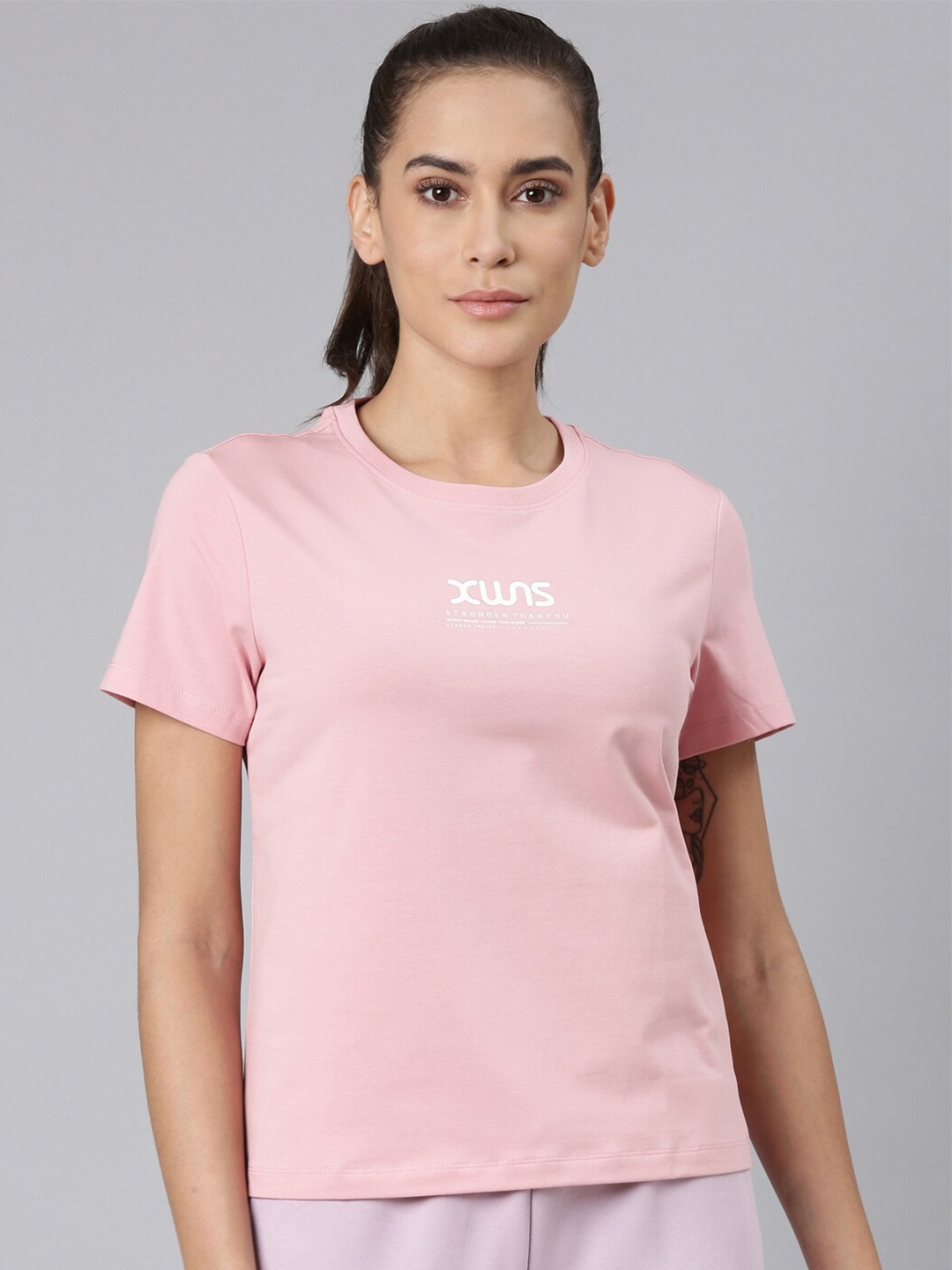 

Xtep Typography Printed X-Dry Soft Slim Fit T-shirt, Pink