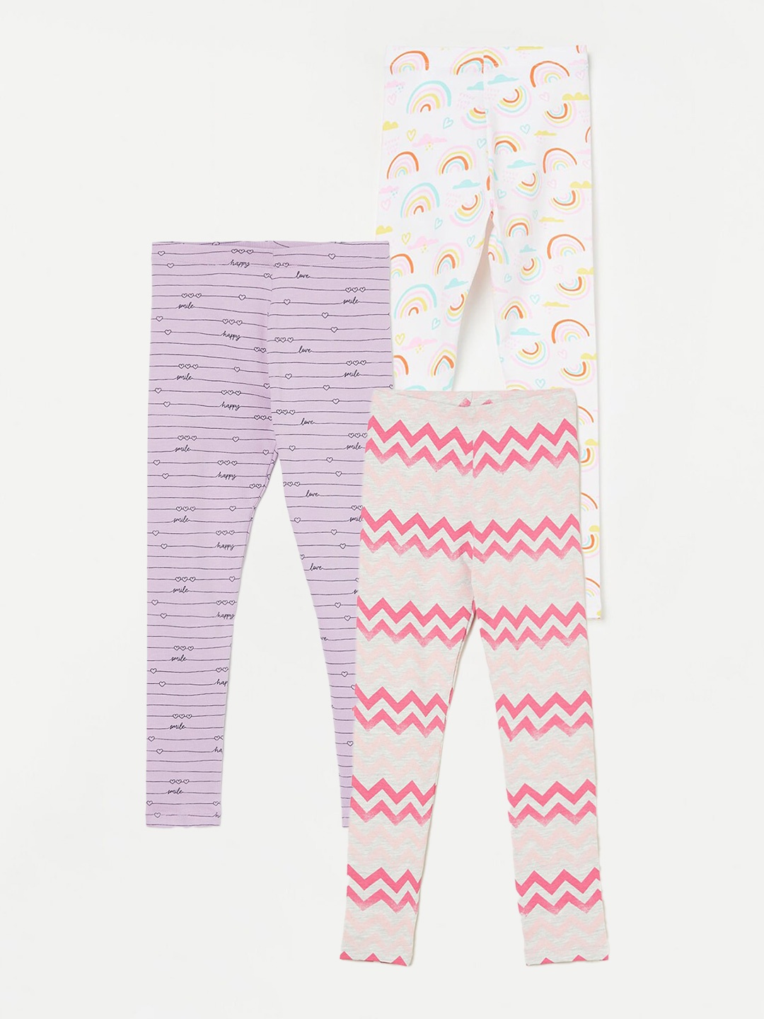

Fame Forever by Lifestyle Girls Pack Of 3 Printed Ankle Length Leggings, Pink