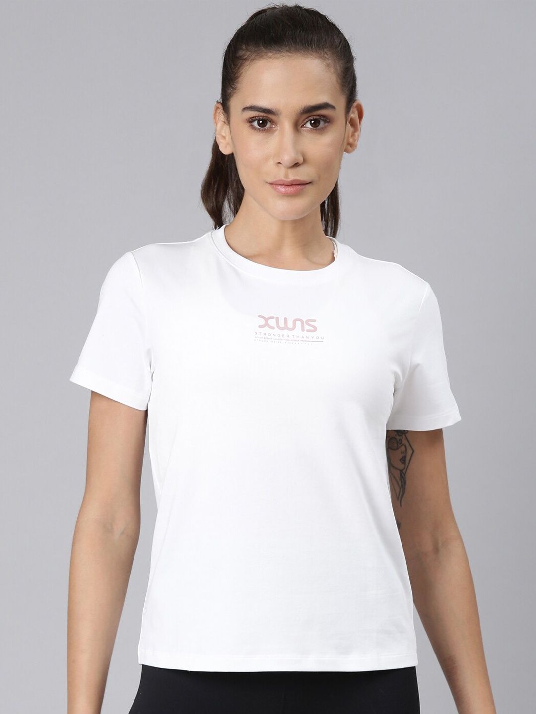 Xtep Typography Printed X-Dry Soft Slim Fit T-shirt, White