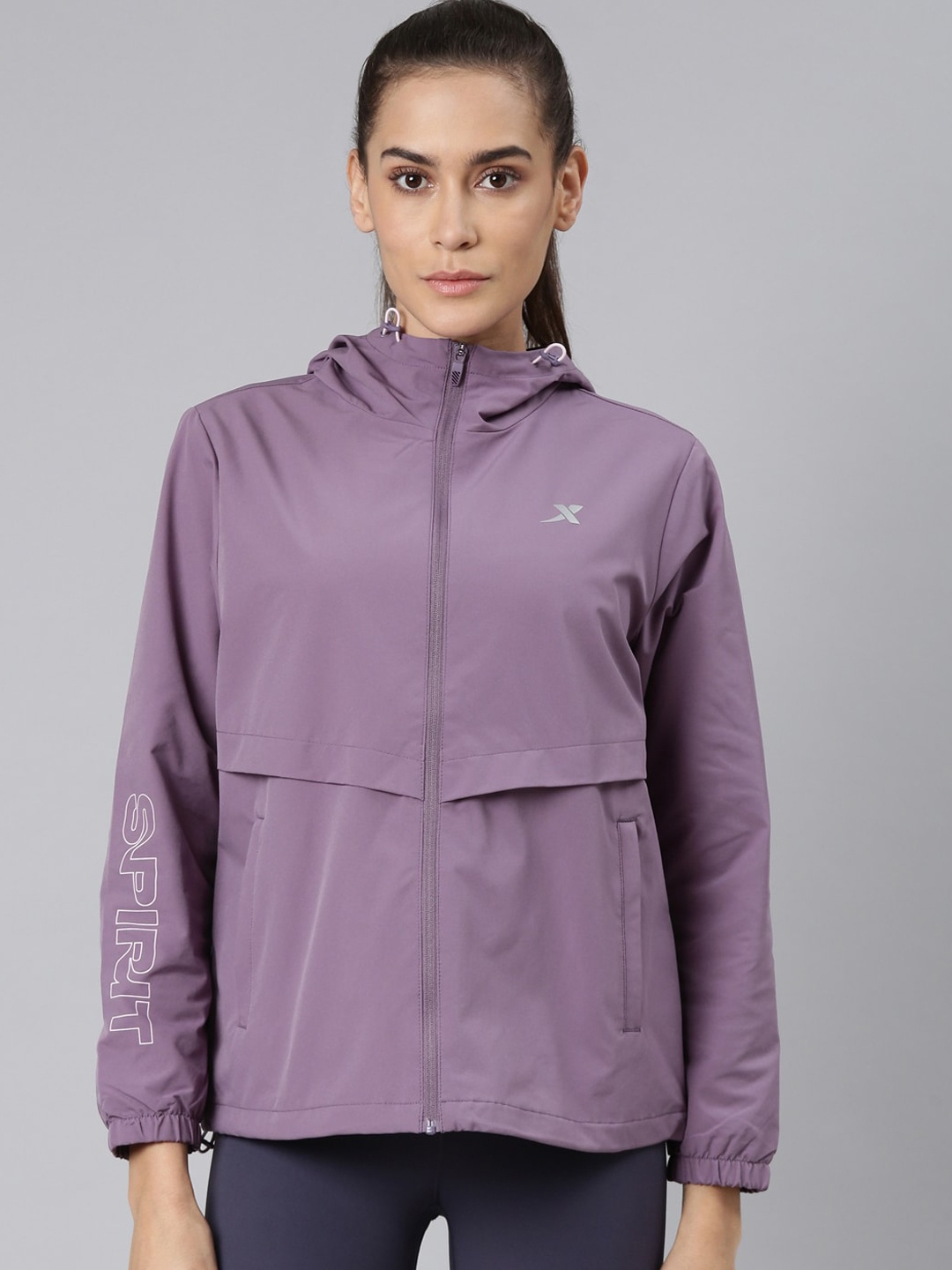 

Xtep Windbreaker Hooded Running Sporty Jacket, Lavender
