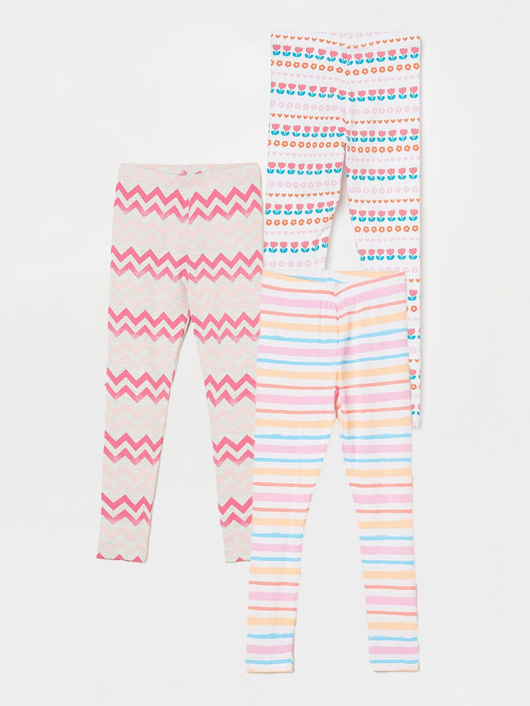 

Fame Forever by Lifestyle Girls Pack Of 3 Printed Ankle Length Leggings, White