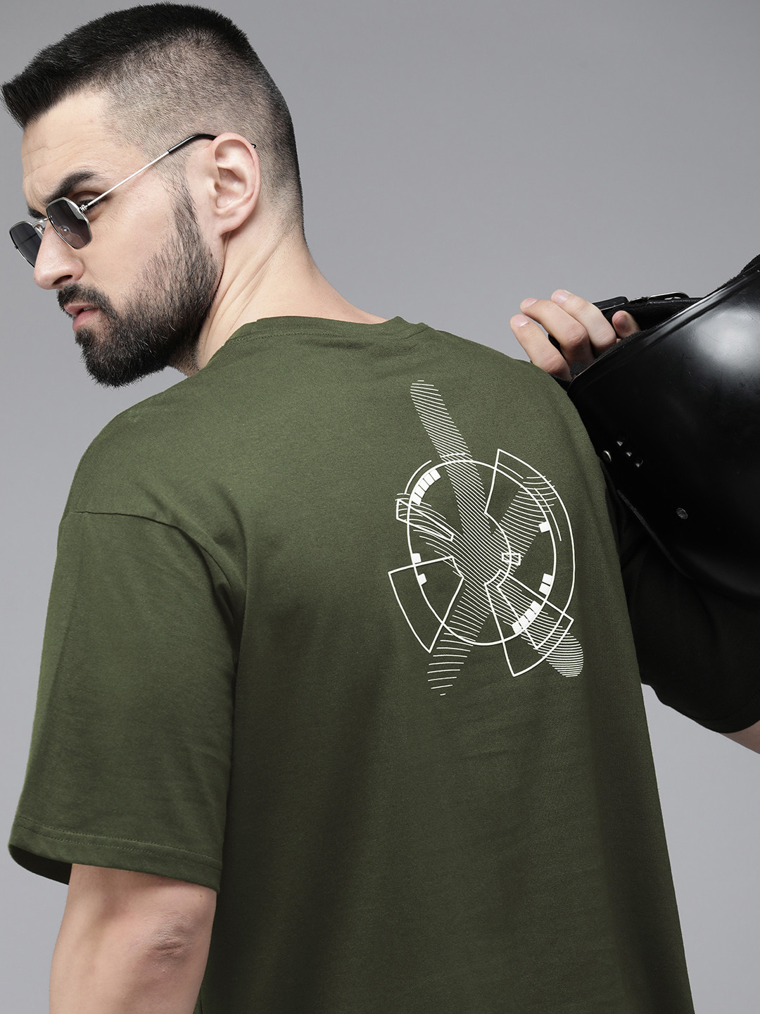 

Roadster Men Printed Pure Cotton T-shirt, Olive