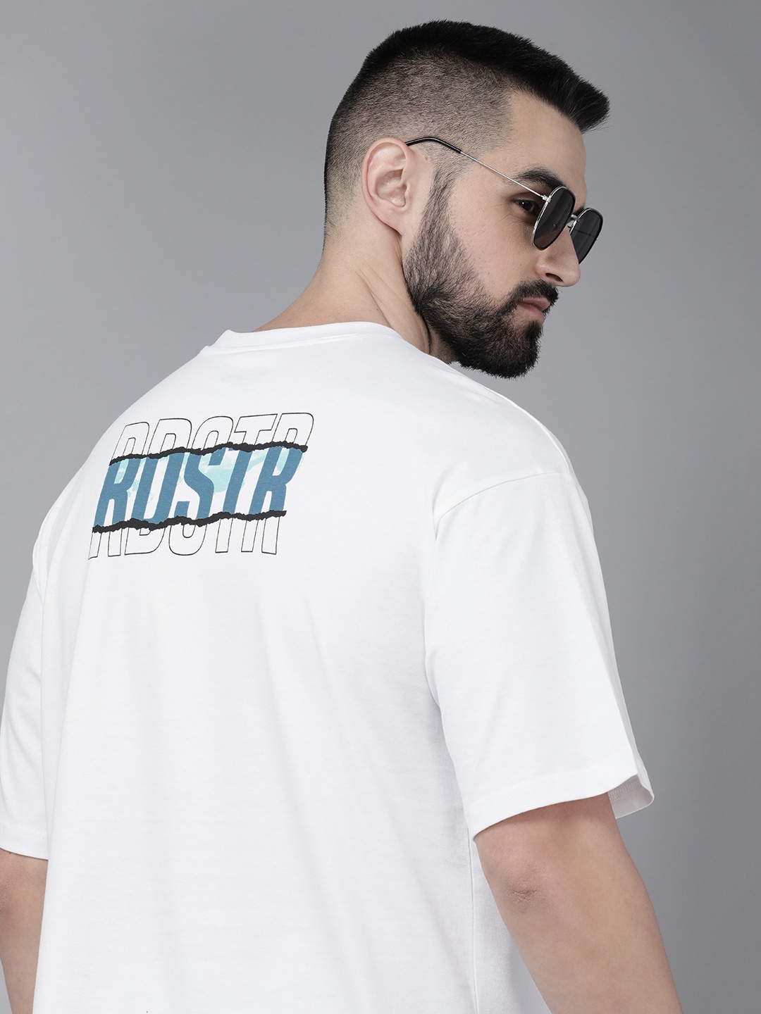 

Roadster Men Typography Printed Pure Cotton T-shirt, White