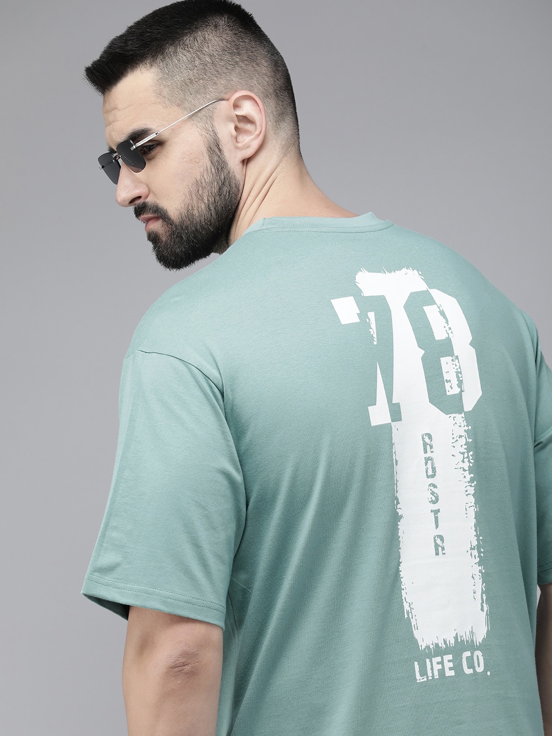 

Roadster Men Printed Pure Cotton T-shirt, Sea green