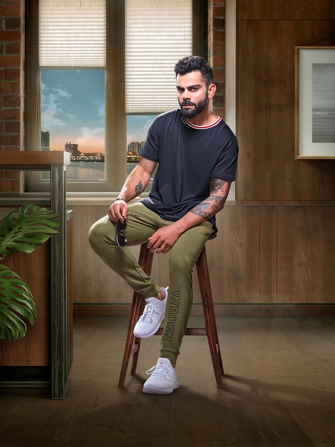 

WROGN Round Neck Casual T-shirt, Navy blue