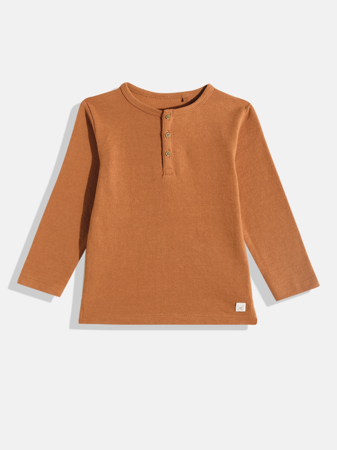 

NEXT Boys Solid Henley Neck T-shirt, Brown