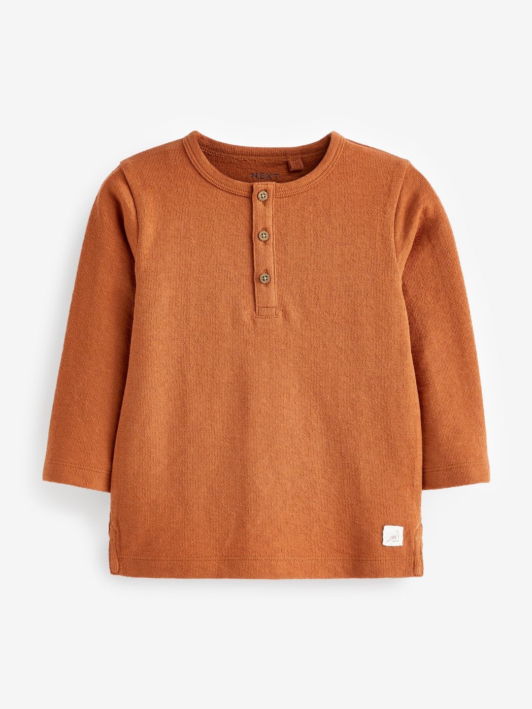

NEXT Infant Boys Solid Henley Neck T-shirt, Brown