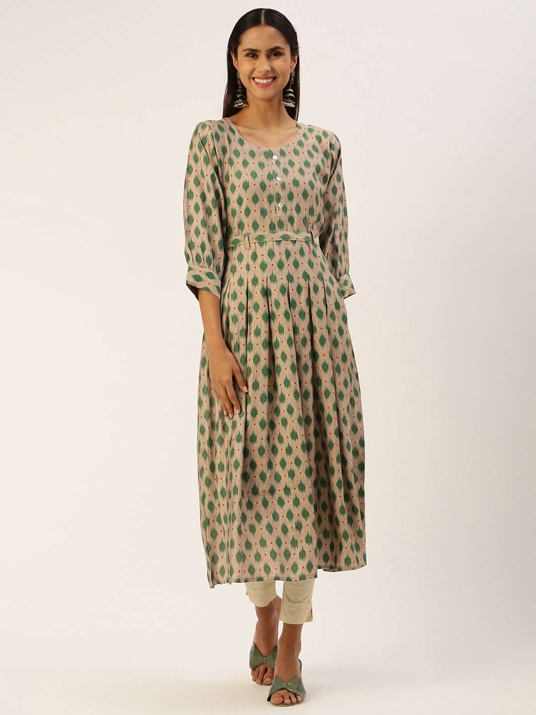 

SHANVIKA Women Printed Kurta, Beige