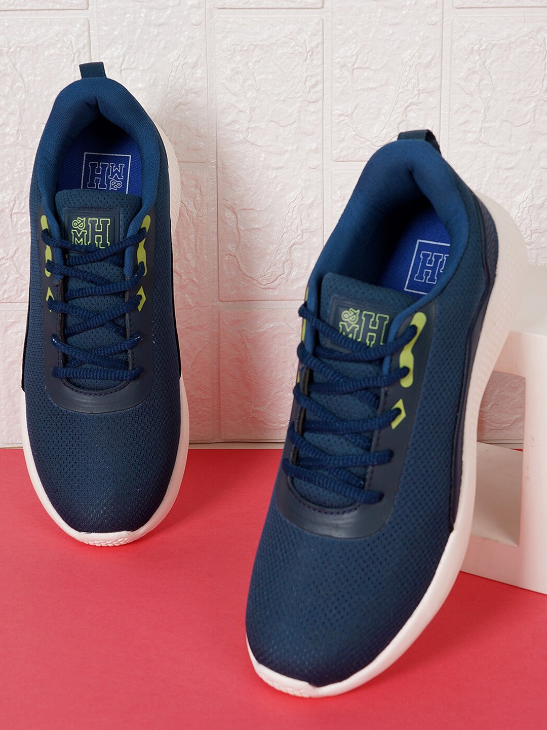 

Mast & Harbour Men Teal Blue & White Lace-Up Walking Shoes
