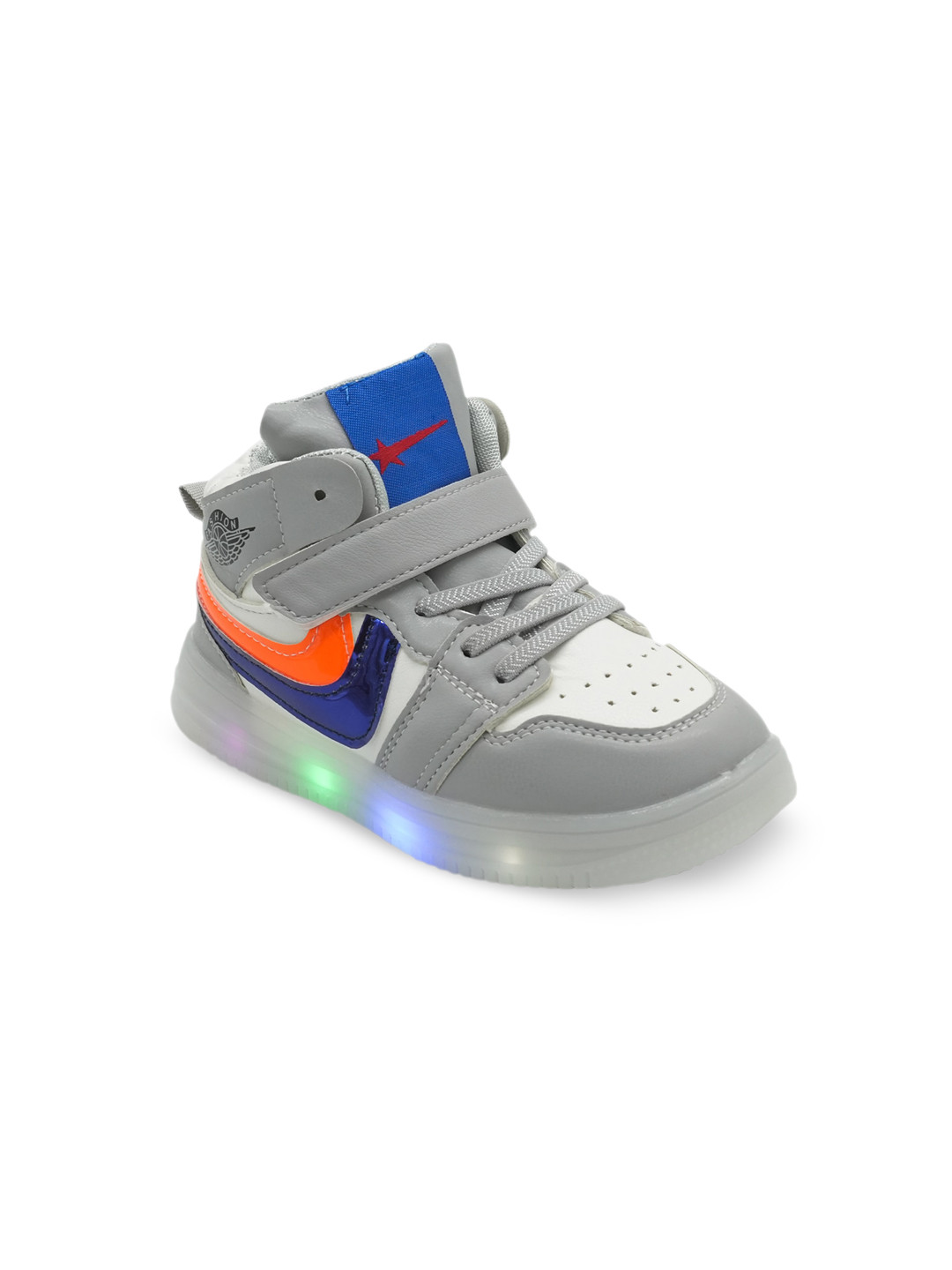 

FEETWELL SHOES Kids Colourblocked LED Sneakers, Grey
