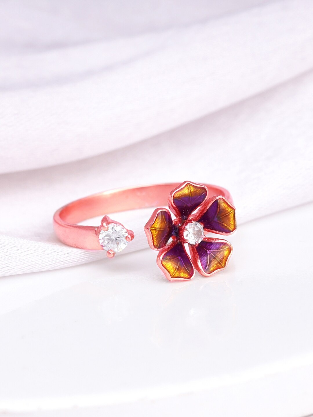 

GIVA 925 Sterling Silver Rose Gold-Plated Adjustable Finger Ring