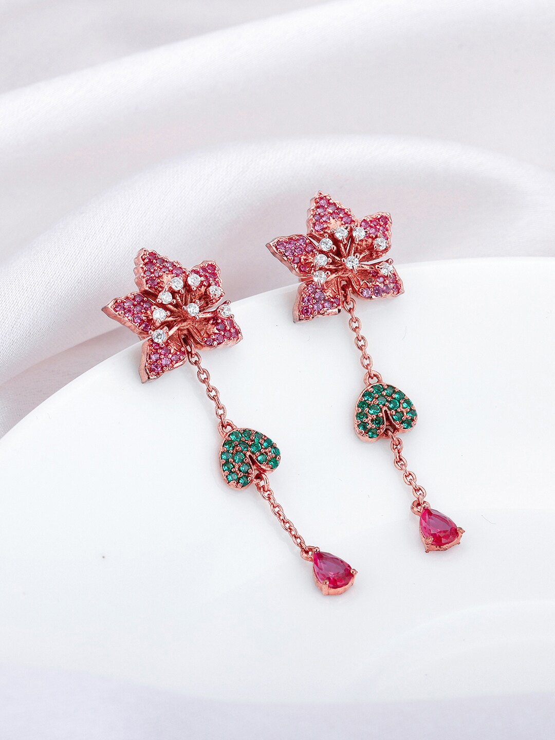 

GIVA 925 Sterling Silver Rose Gold Plated Floral Drop Earrings