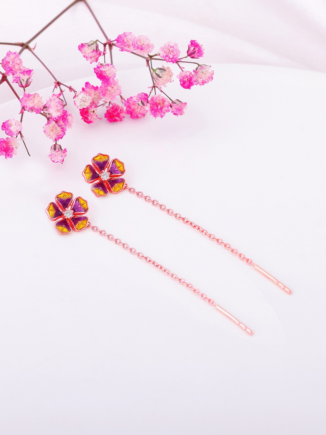 

GIVA 925 Sterling Silver Rose Gold Plated Floral Drop Earrings