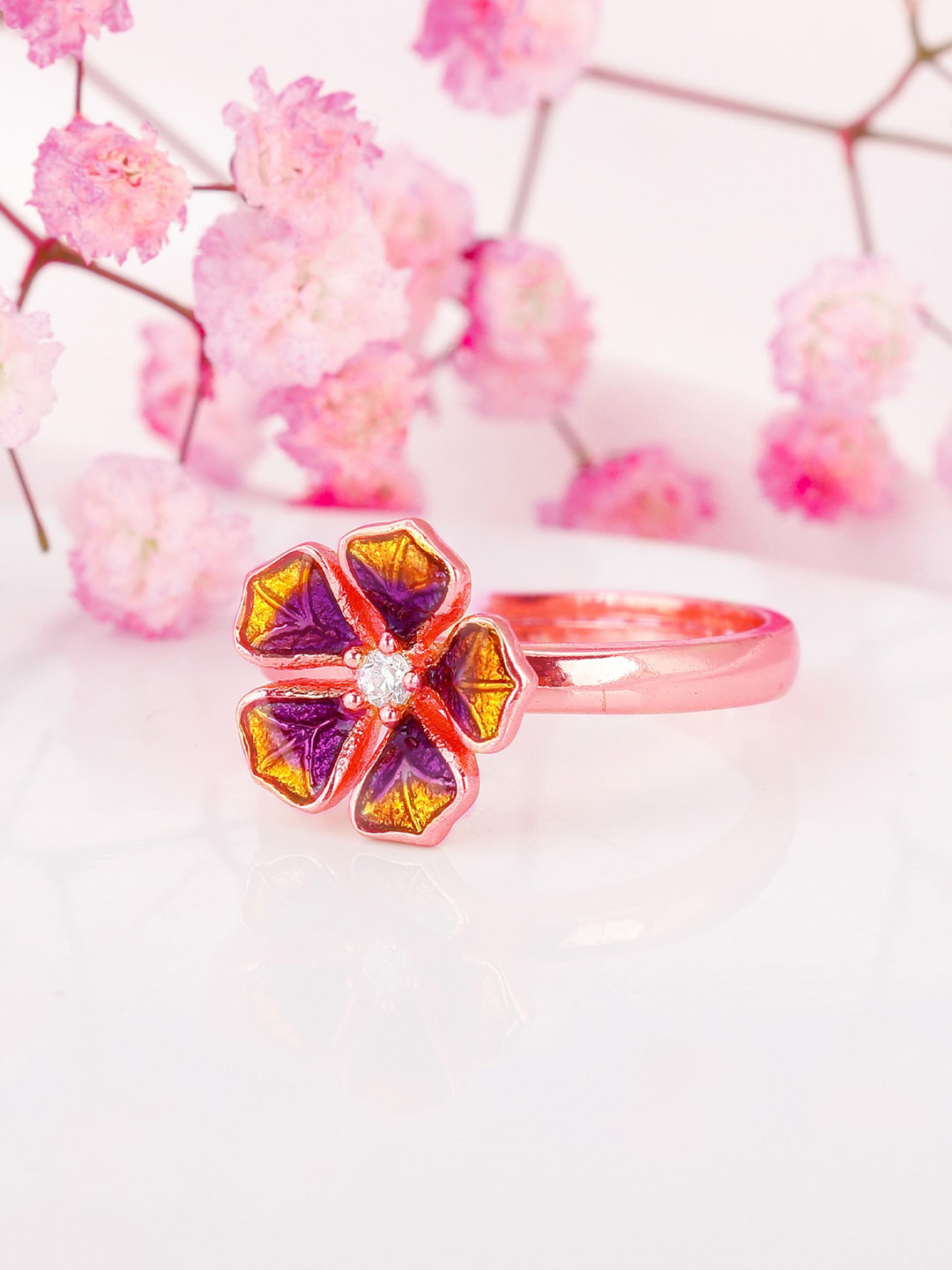 

GIVA 925 Sterling Silver Rose Gold Plated Adjustable Finger Ring