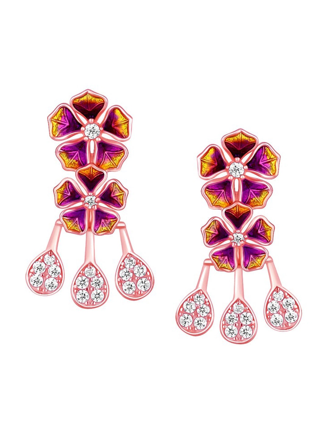 

GIVA 925 Sterling Silver Rose Gold Plated Floral Drop Earrings