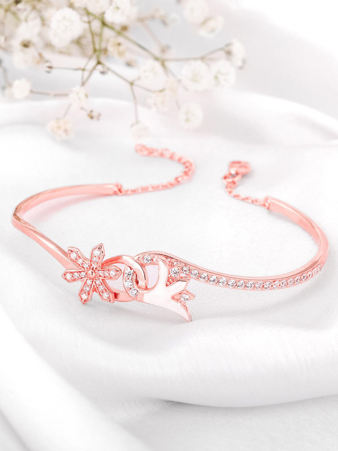 

GIVA Women 925 Sterling Silver Rose Gold-Plated Cubic Zirconia Link Bracelet