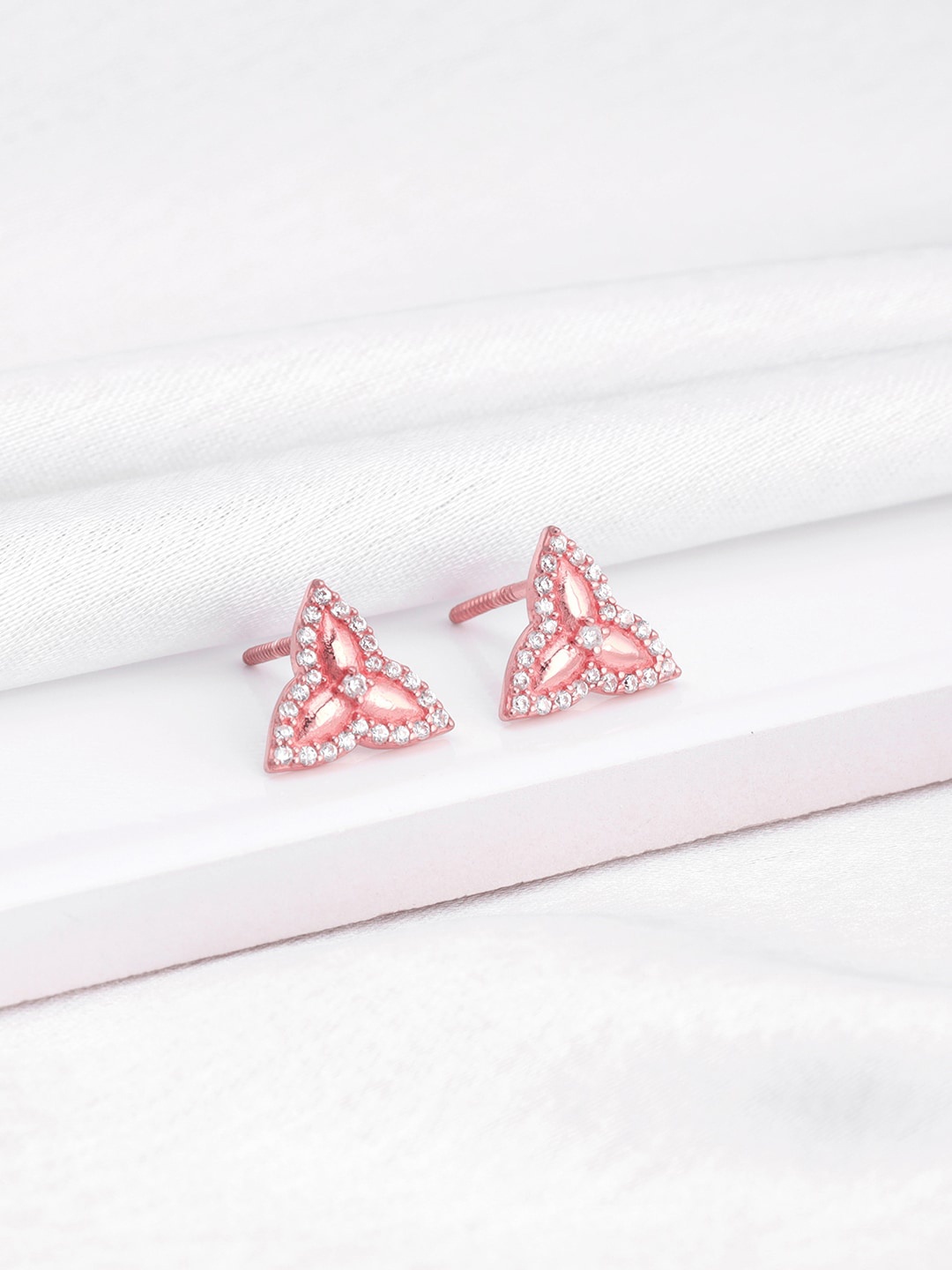 

GIVA 925 Sterling Silver Rose Gold Plated Floral Stud Earrings