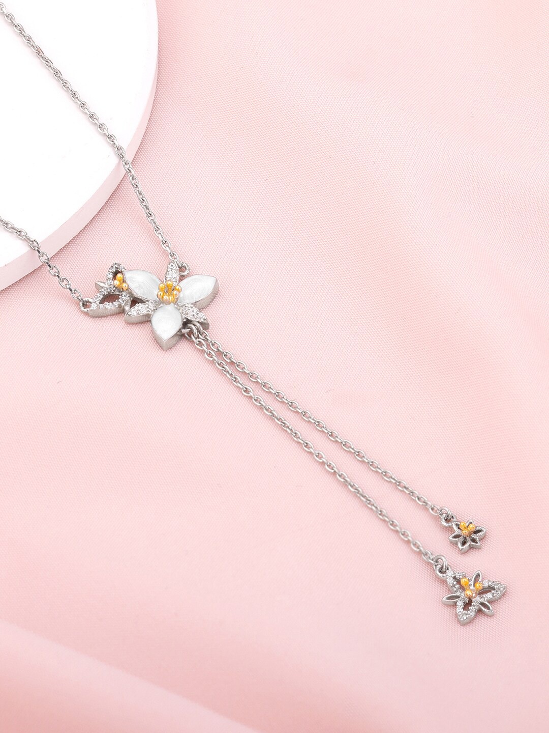 

GIVA 925 Sterling Silver Rhodium-Plated Cubic Zirconia Studded Pendant With Chain