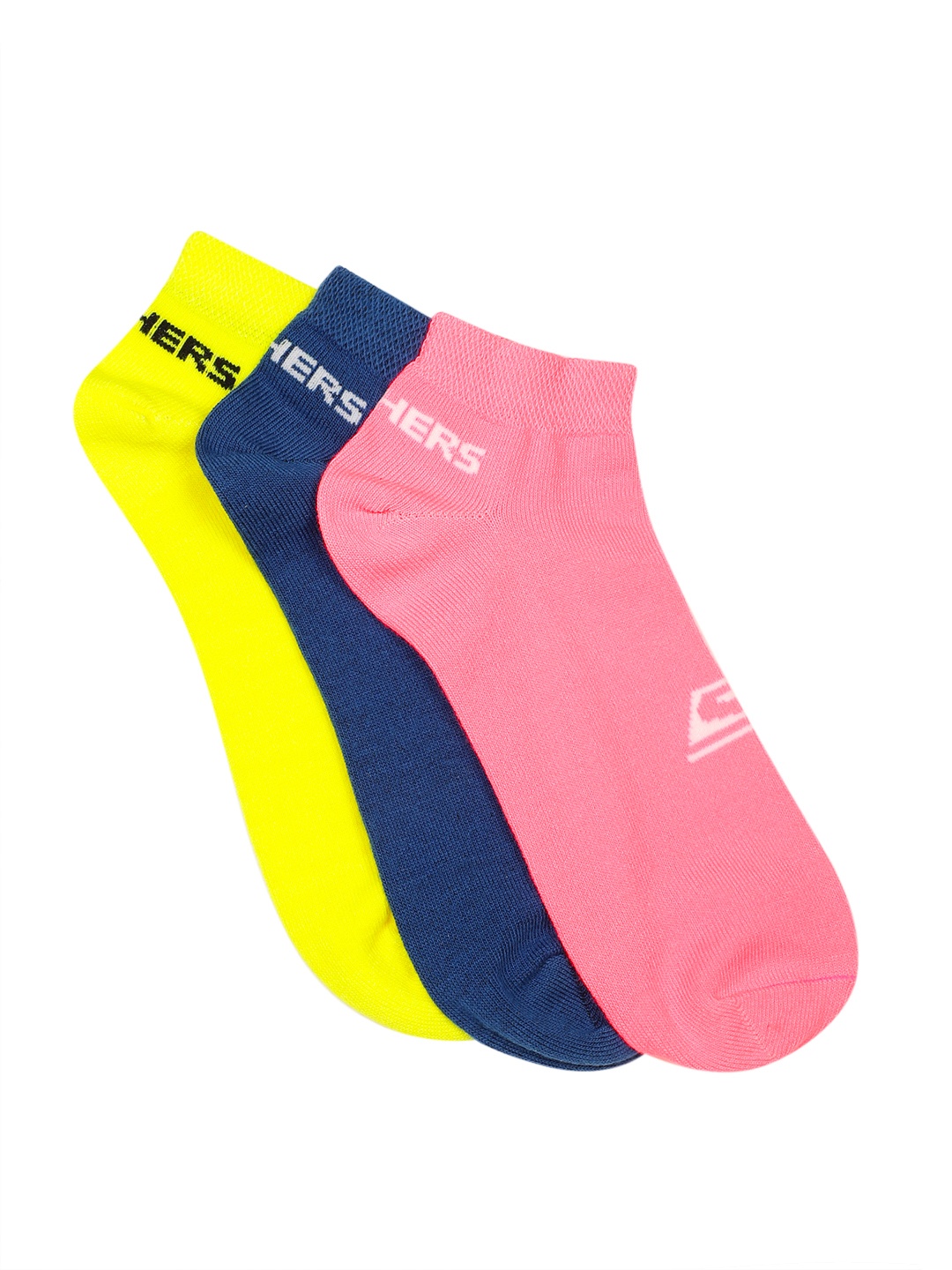 

Skechers Women Pack Of 3 Brand Logo Woven Design Ankle Length Socks, Pink