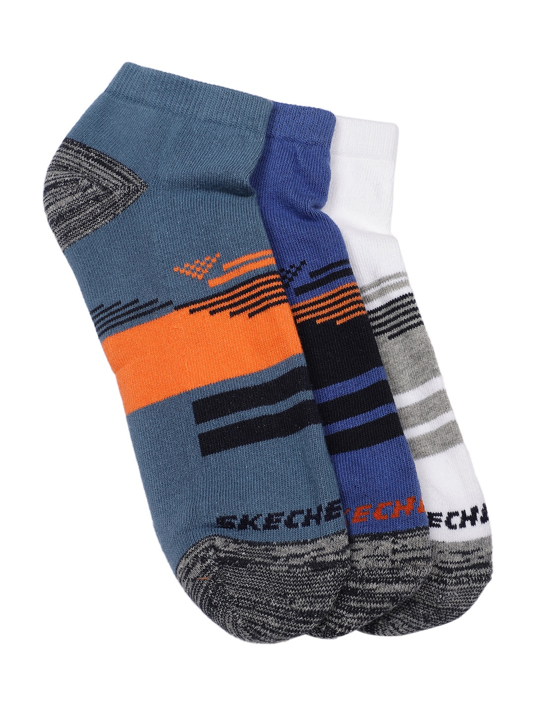 Skechers Men Set of 3 Patterned Ankle Length Socks, Multi