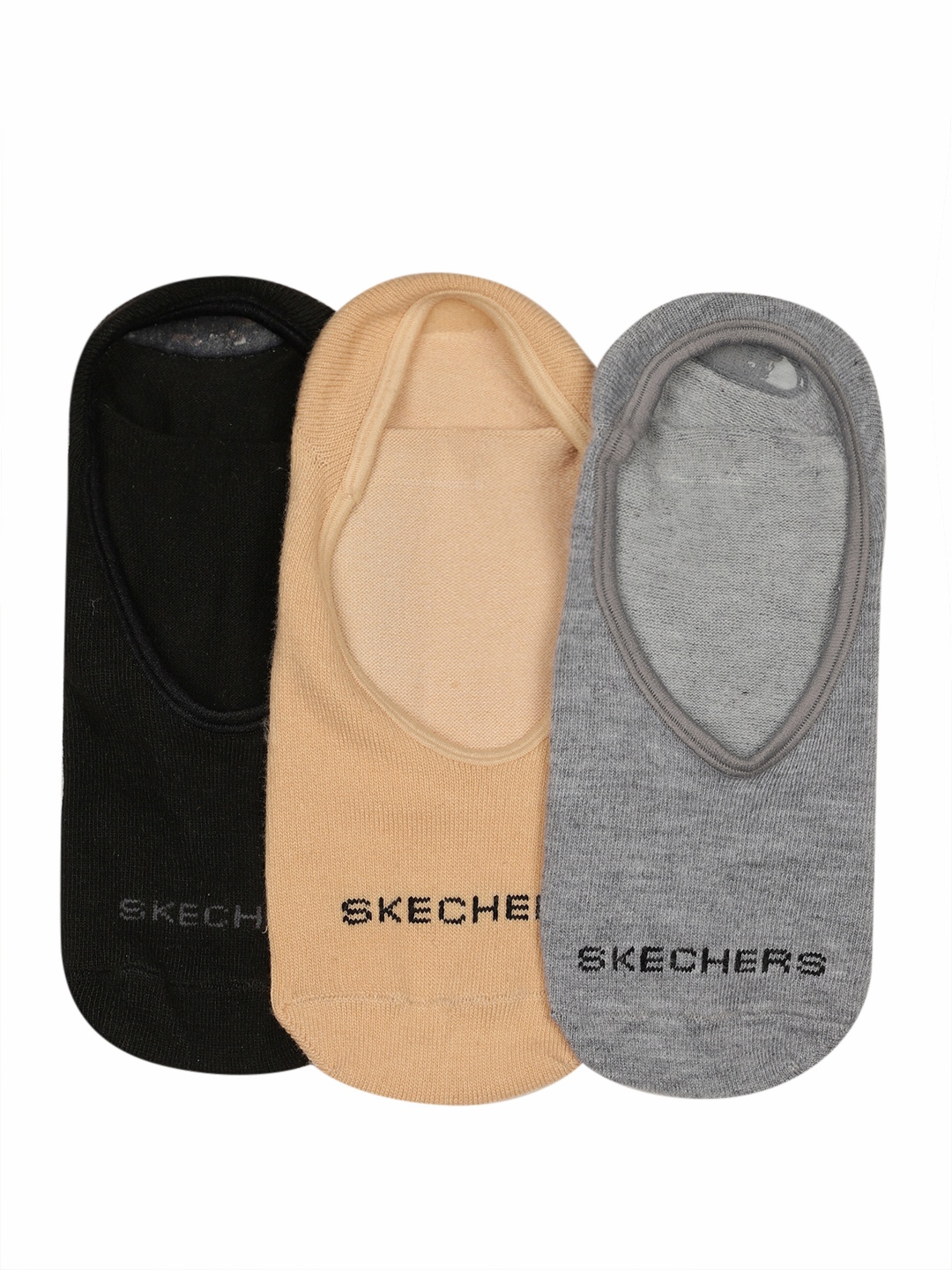 

Skechers Women Pack Of 3 Brand Logo Woven Design Shoe Liner Socks, Beige