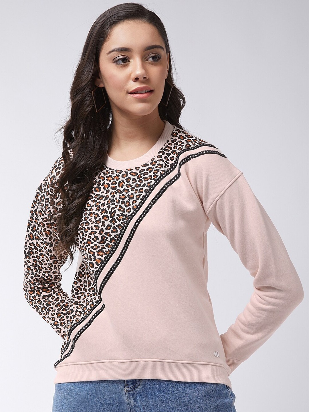 

Modeve Animal Printed Embellished Pullover Sweatshirt, Peach