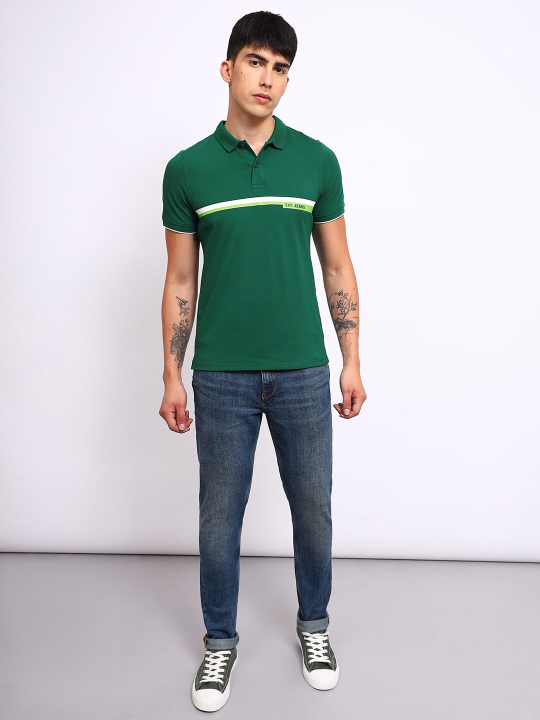 

Lee Polo Collar Cotton Slim Fit T-shirt, Green