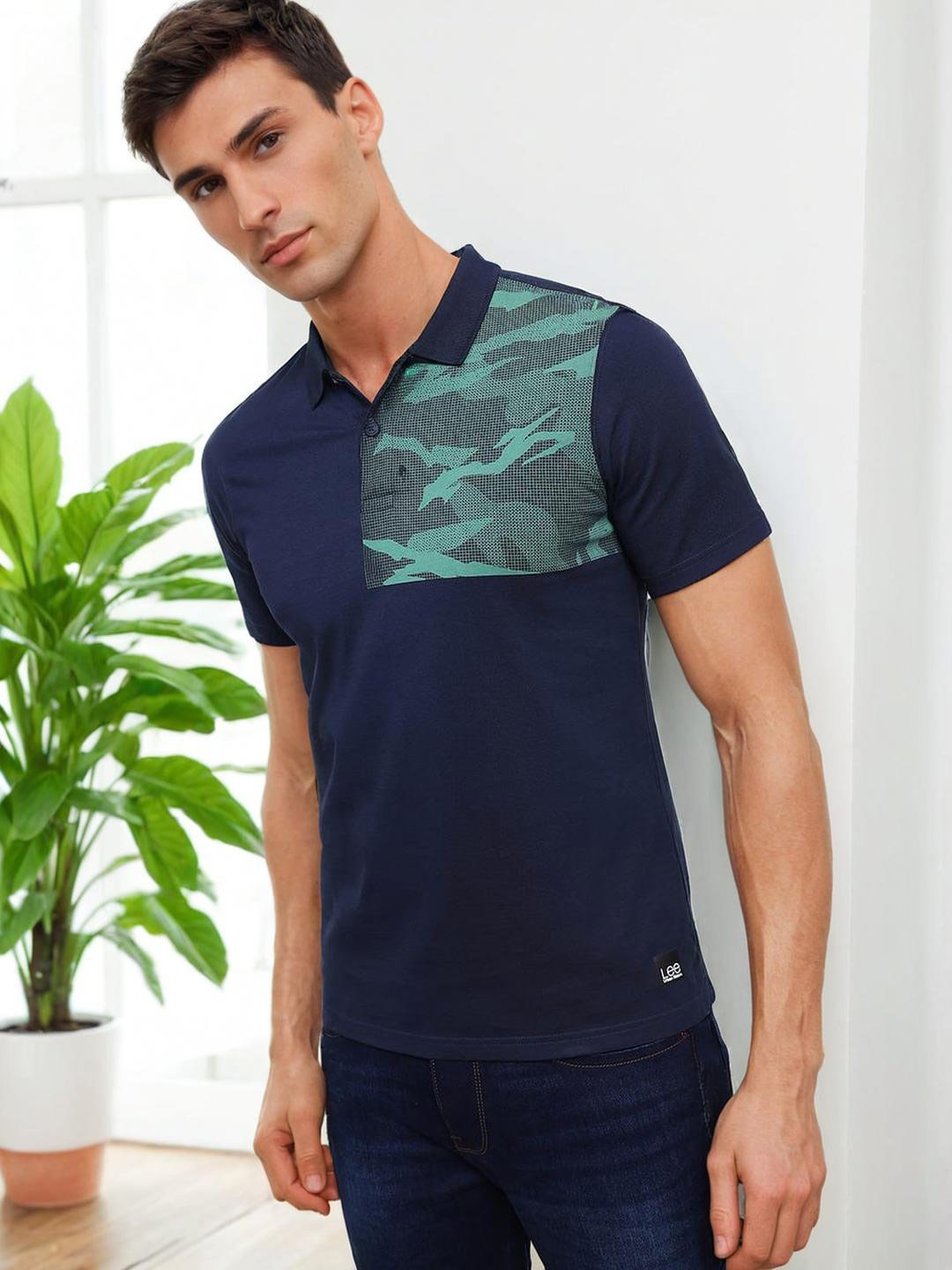 

Lee Printed Polo Collar Cotton Slim Fit T-shirt, Blue