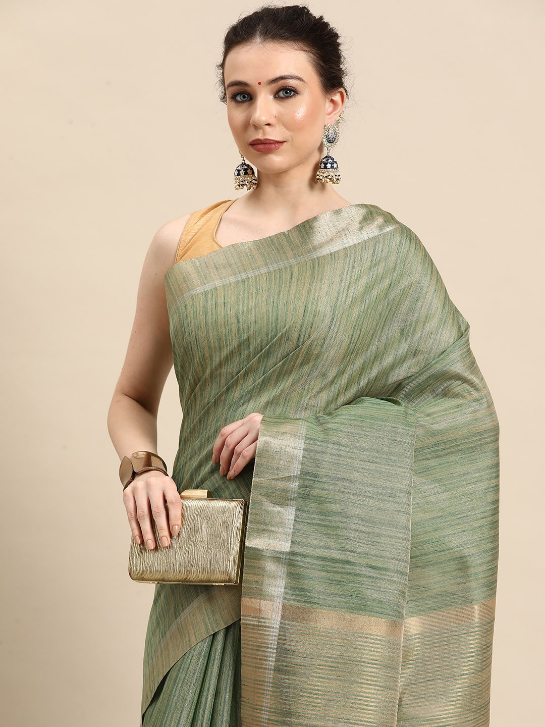 

Simaaya Woven Design Zari Saree, Green