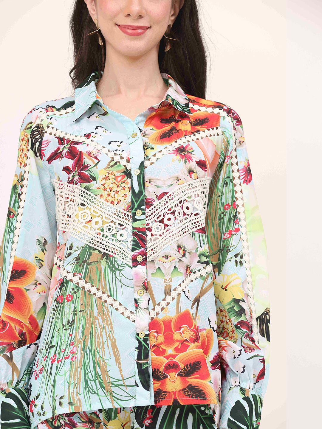 TSM Floral Printed Comfort Casual Shirt, Blue