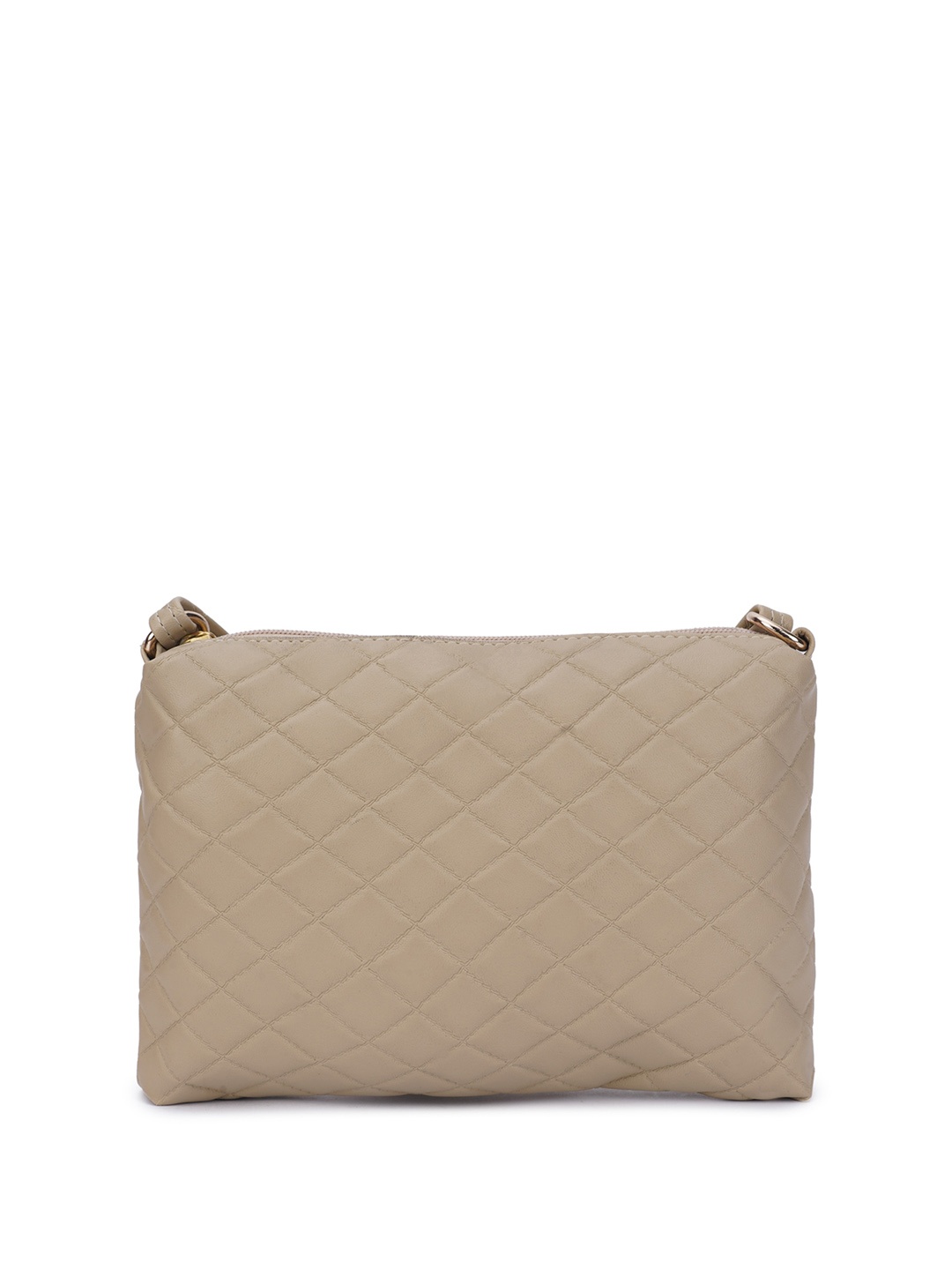 

OsaiZ Textured Structured Sling Bag With Quilted, Beige