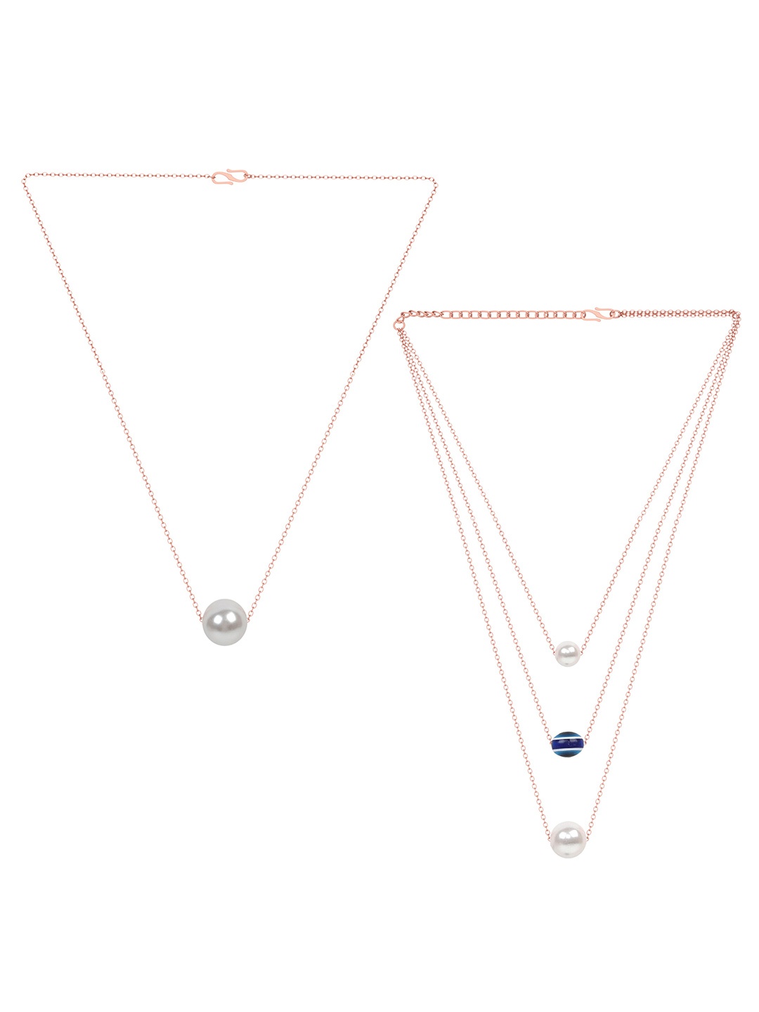 

Kord Store Brass Rose Gold-Plated Pearls Layered Chain