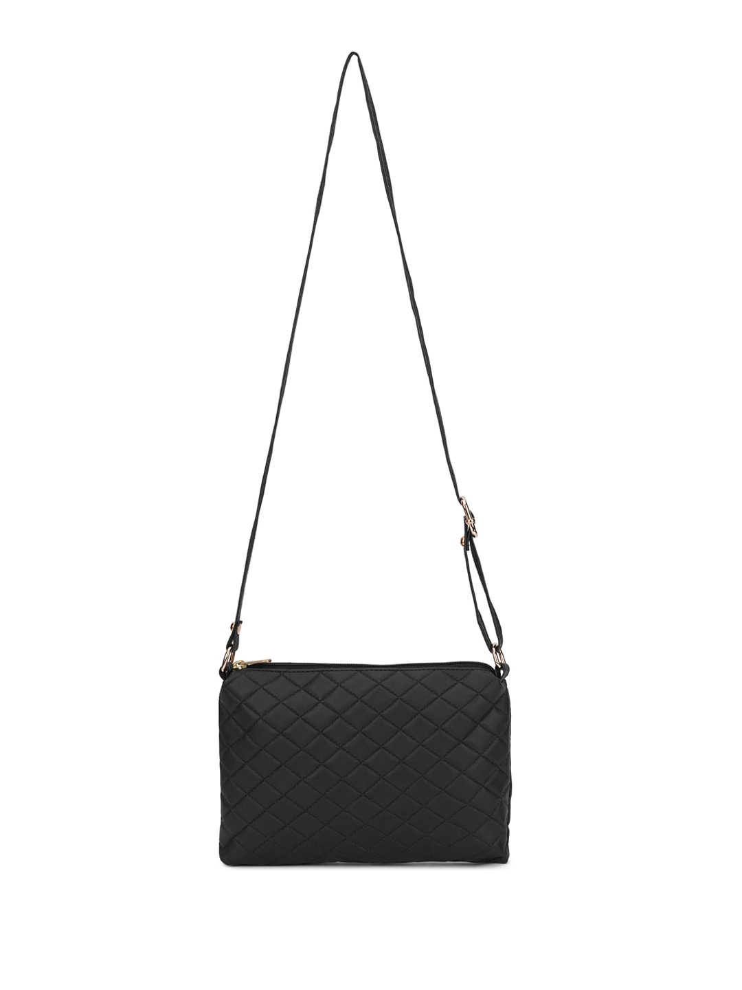 

OsaiZ Textured Structured Sling Bag With Quilted, Black